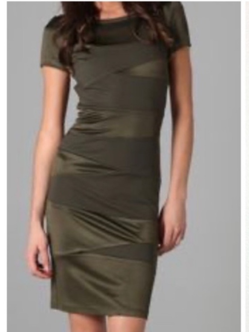 DVF BANDAGE BODYCON DRESS IN OLIVE